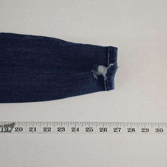 KanCan Women's Dark Wash Distressed High Rise Button Fly Skinny Jeans - Picture 7 of 12